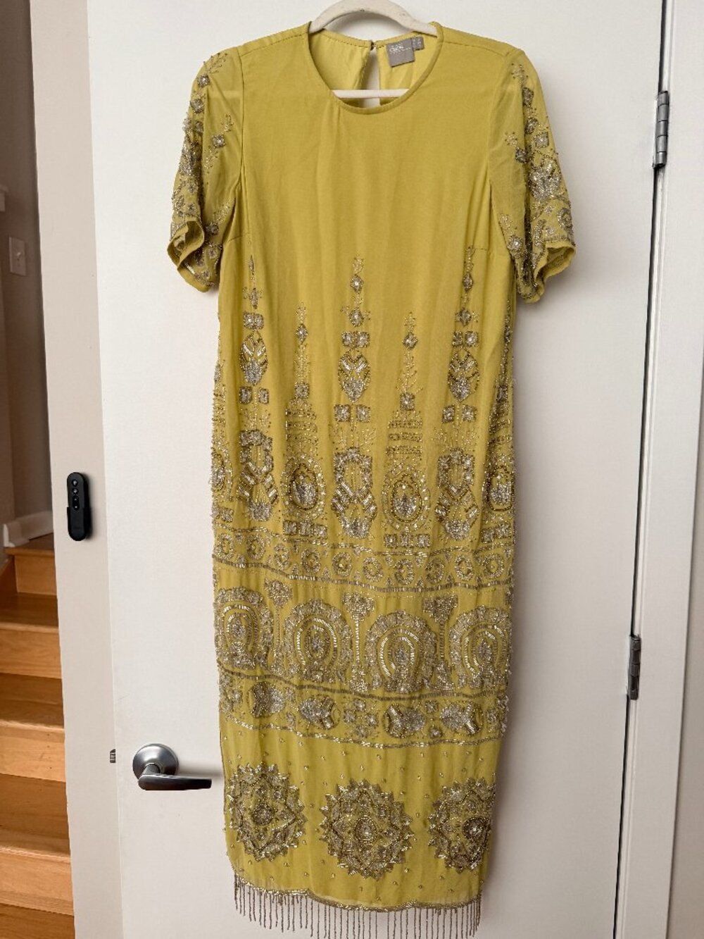 ASOS Midi Beaded Chartreuse Short sleeve Dress
